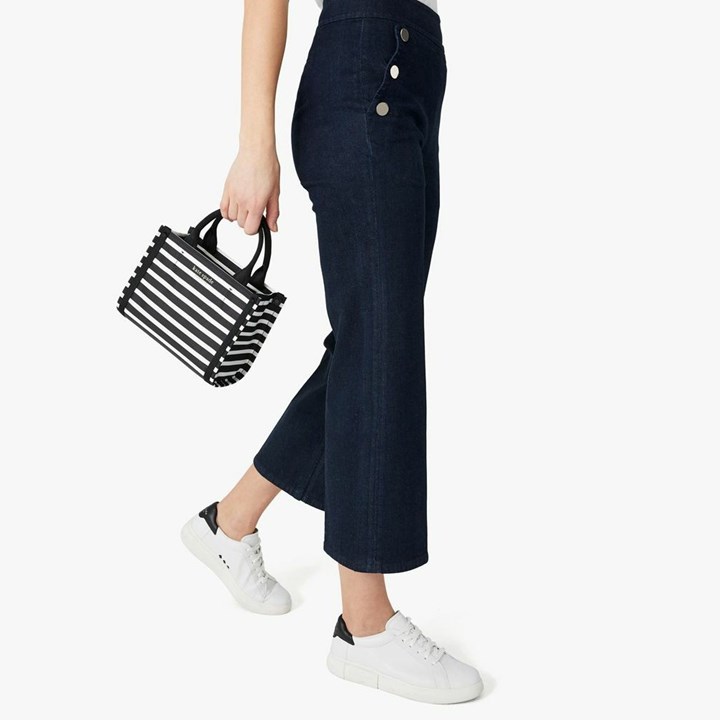 Black / Cream Kate Spade The Little Better Sam Stripe Mini Tote Bags | 395-SAPDCE