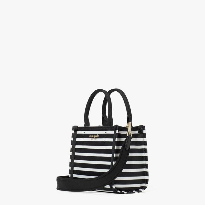 Black / Cream Kate Spade The Little Better Sam Stripe Mini Tote Bags | 395-SAPDCE