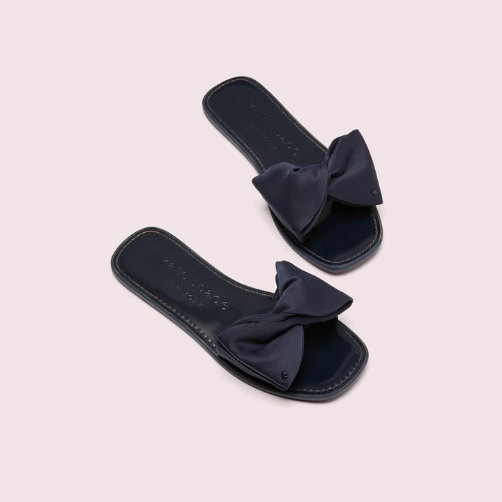 Blue Kate Spade Bikini Bow Slides | 785-HLYACM