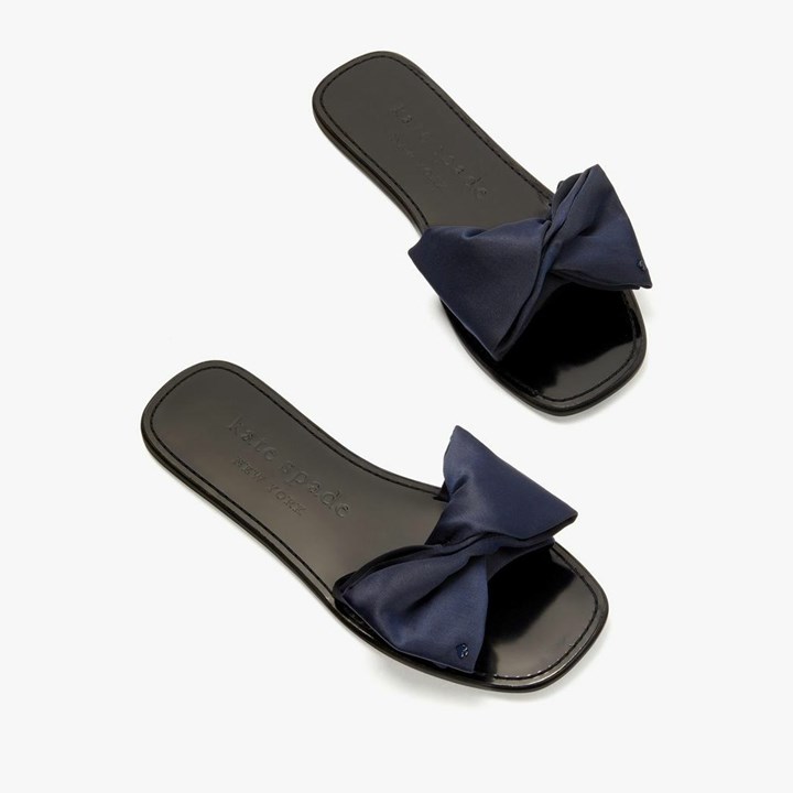 Blue Kate Spade Bikini Bow Slides | 785-HLYACM