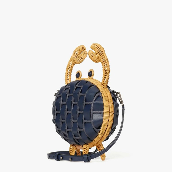 Blue Kate Spade Shelly Wicker Crab Crossbody Bags | 538-LWHROS