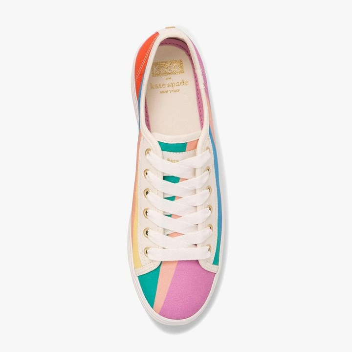 Blue Kate Spade x Keds Triple Kick Multi-Striped Canvas Sneakers | 857-XCWYQT