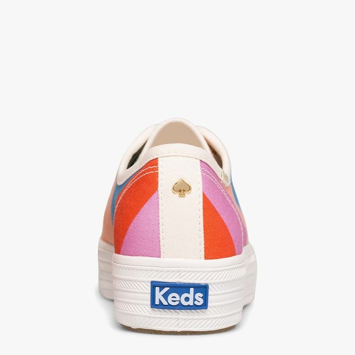 Blue Kate Spade x Keds Triple Kick Multi-Striped Canvas Sneakers | 857-XCWYQT