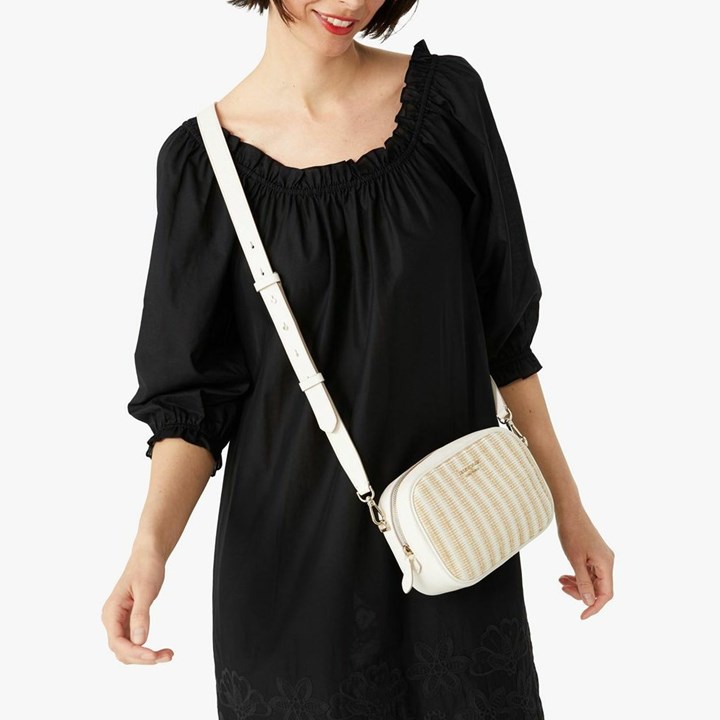 Cream Kate Spade Astrid Straw Medium Crossbody Bags | 246-OPYSXT