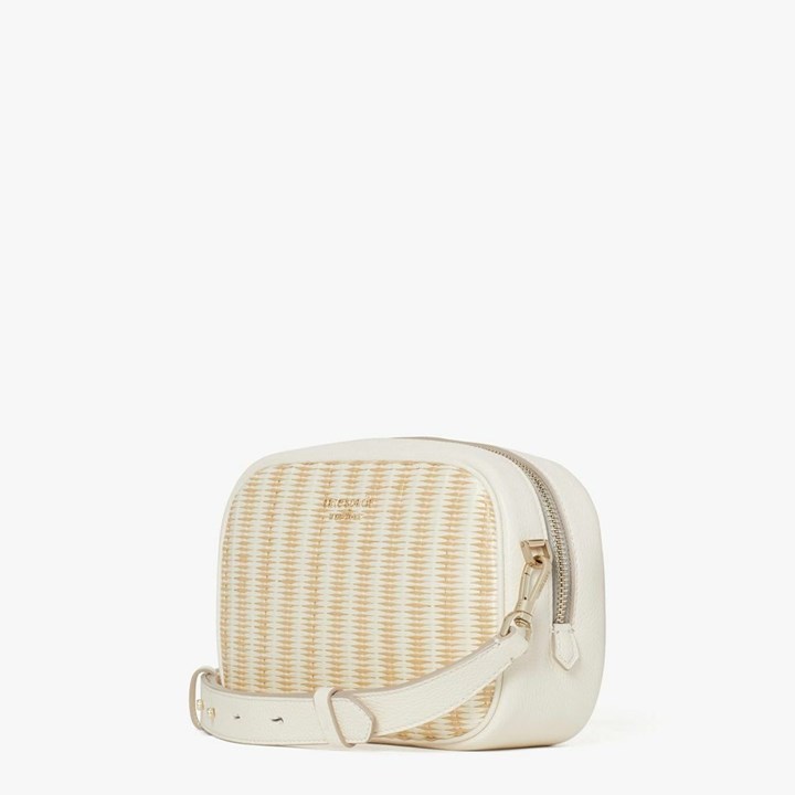 Cream Kate Spade Astrid Straw Medium Crossbody Bags | 246-OPYSXT