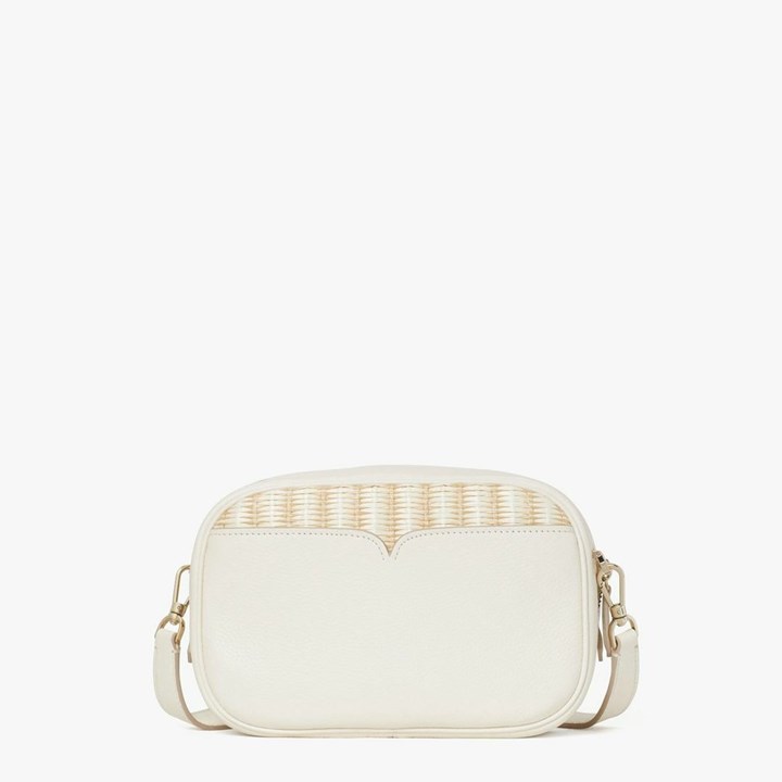 Cream Kate Spade Astrid Straw Medium Crossbody Bags | 246-OPYSXT