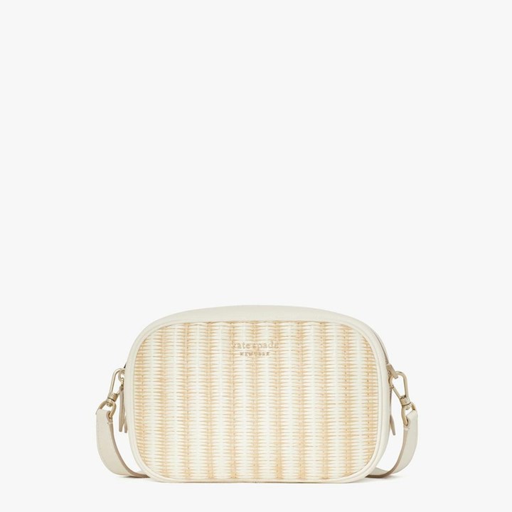 Cream Kate Spade Astrid Straw Medium Crossbody Bags | 246-OPYSXT