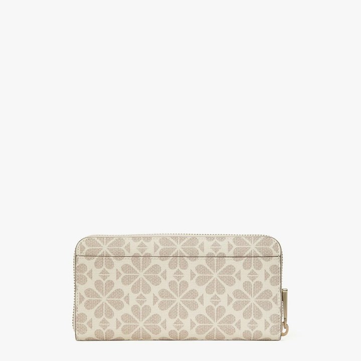 Cream Kate Spade Spade Flower Coated Canvas Zip-Around Continental Wallets | 053-DZIPVH