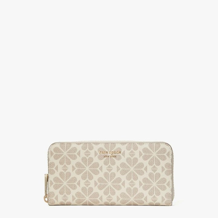 Cream Kate Spade Spade Flower Coated Canvas Zip-Around Continental Wallets | 053-DZIPVH