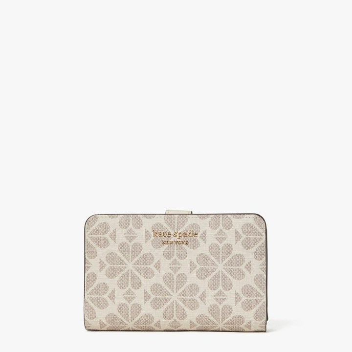 Cream Kate Spade Spade Flower Coated Canvas Compact Wallets | 719-WQUVGO