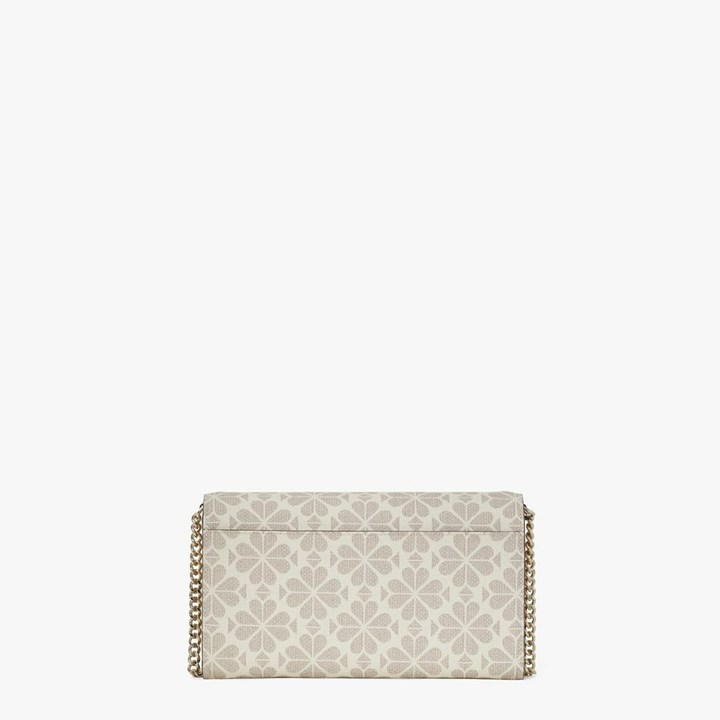 Cream Kate Spade Spade Flower Coated Canvas Chain Clutch Bags | 905-EOYPDF