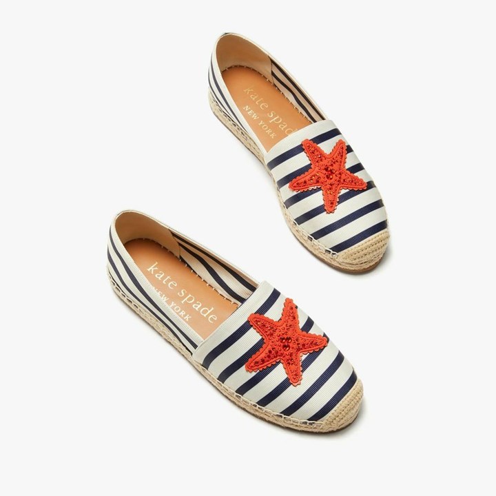 Cream Kate Spade Uptown Stripe Espadrilles | 674-AMFLNK