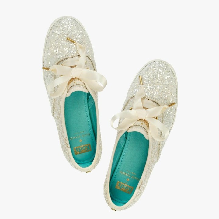 Cream Kate Spade x Keds Glitter Sneakers | 124-OEWXDM