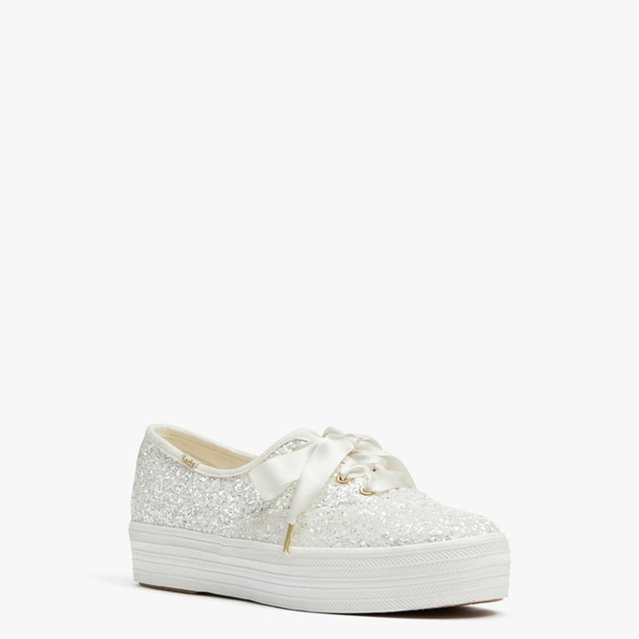 Cream Kate Spade x Keds Triple Glitter Sneakers | 173-MZRDLN