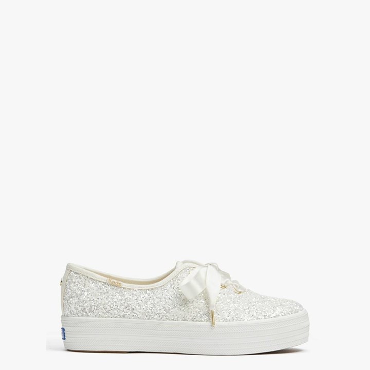 Cream Kate Spade x Keds Triple Glitter Sneakers | 173-MZRDLN