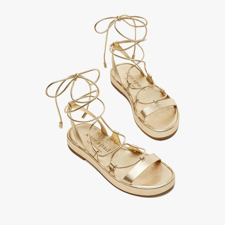 Gold Kate Spade Serena Strappy Sandals | 903-VEFWPR