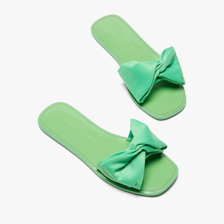 Green Kate Spade Bikini Bow Slides | 815-JZKEXQ