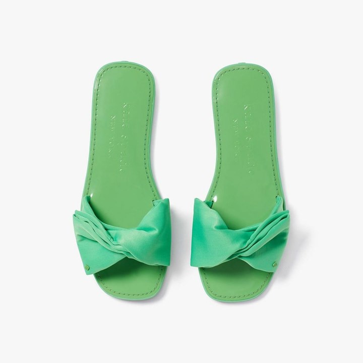 Green Kate Spade Bikini Bow Slides | 815-JZKEXQ