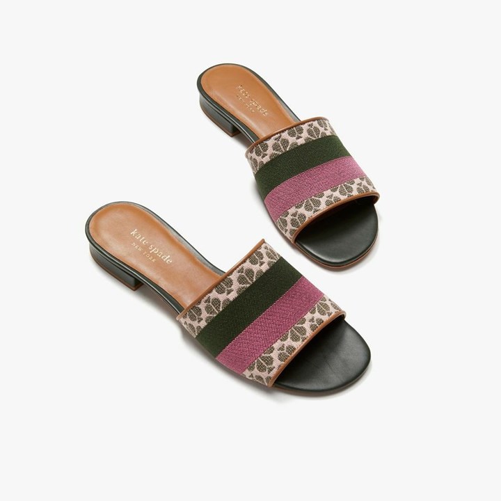 Light Pink Kate Spade Spade Flower Jacquard Boardwalk Slides | 029-COAUZX