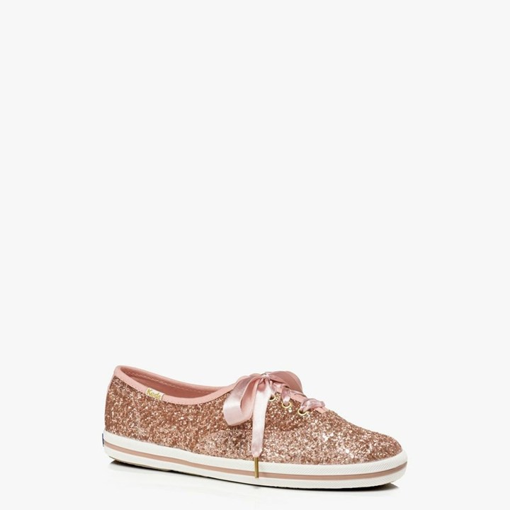 Rose Gold Kate Spade x Keds Glitter Sneakers | 501-GLIFXQ