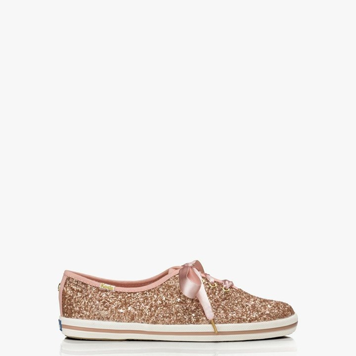 Rose Gold Kate Spade x Keds Glitter Sneakers | 501-GLIFXQ