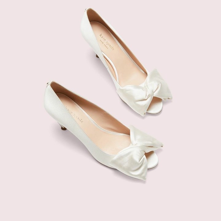 White Kate Spade Crawford Peep-Toe Pumps | 485-INZKPA