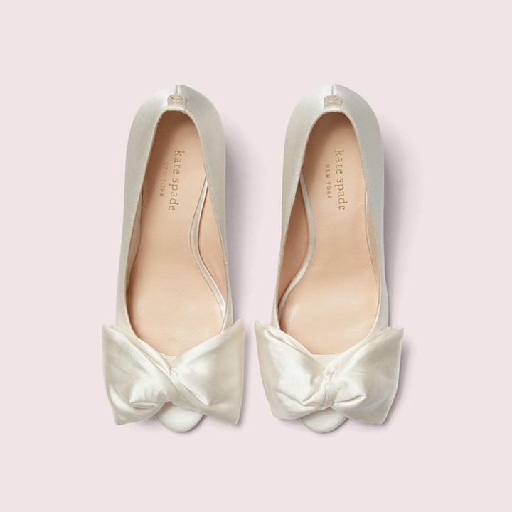 White Kate Spade Crawford Peep-Toe Pumps | 485-INZKPA