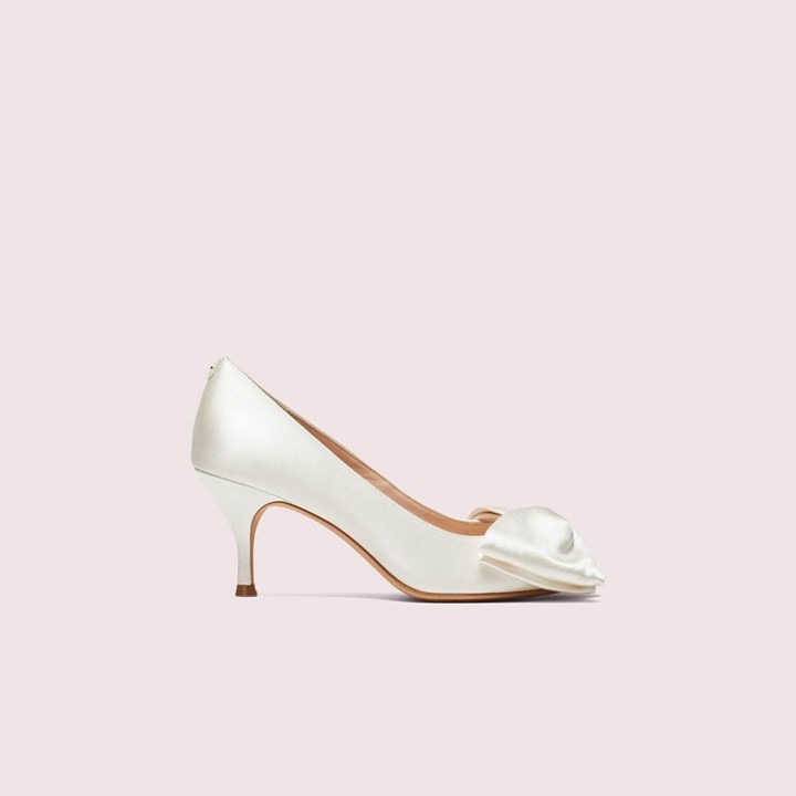 White Kate Spade Crawford Peep-Toe Pumps | 485-INZKPA