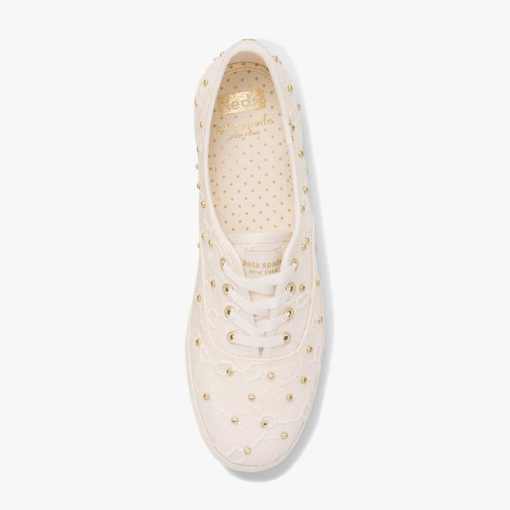 White Kate Spade x Keds Champion Bridal Lace Sneakers | 679-OQZVHG