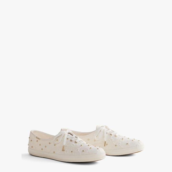 White Kate Spade x Keds Champion Bridal Lace Sneakers | 679-OQZVHG