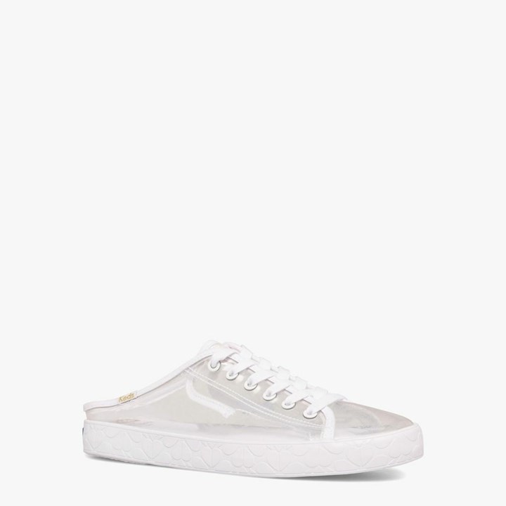 White Kate Spade x Keds Kickstart Mule Transparent Sneakers | 652-VBACFP