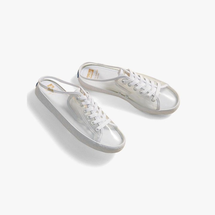 White Kate Spade x Keds Kickstart Mule Transparent Sneakers | 652-VBACFP