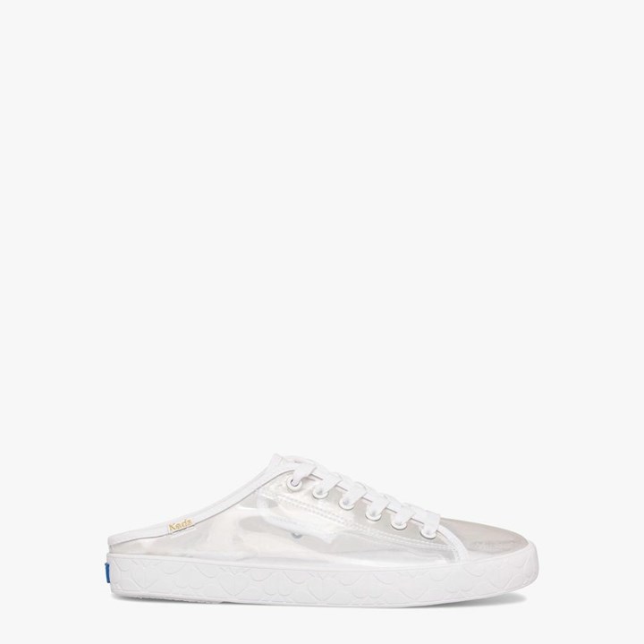 White Kate Spade x Keds Kickstart Mule Transparent Sneakers | 652-VBACFP