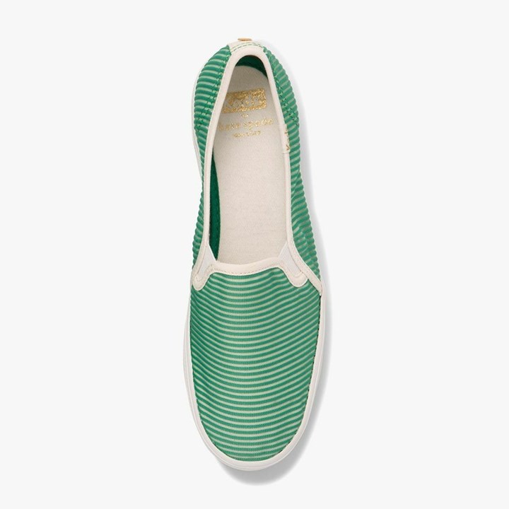 White Kate Spade x Keds Triple Decker Striped Mesh Sneakers | 298-QFPHNG