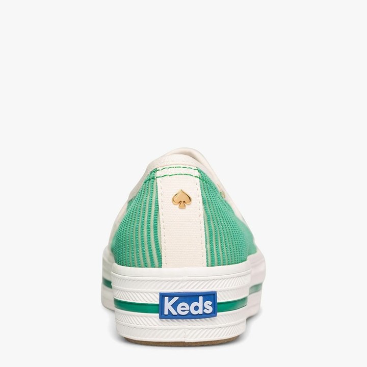 White Kate Spade x Keds Triple Decker Striped Mesh Sneakers | 298-QFPHNG