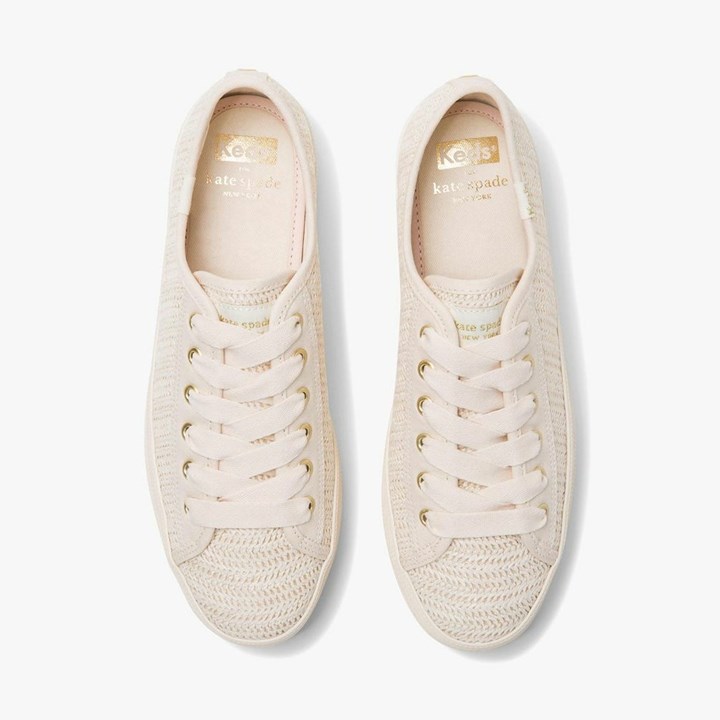 White Kate Spade x Keds Triple Up Woven Sneakers | 632-KEBQPO