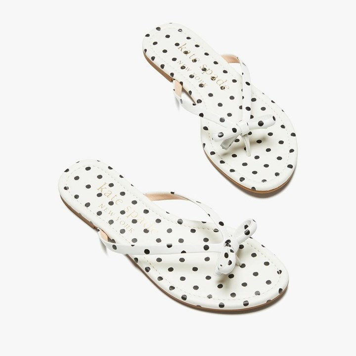 White / Black Kate Spade Petit Flip Flops | 248-VNTSXU