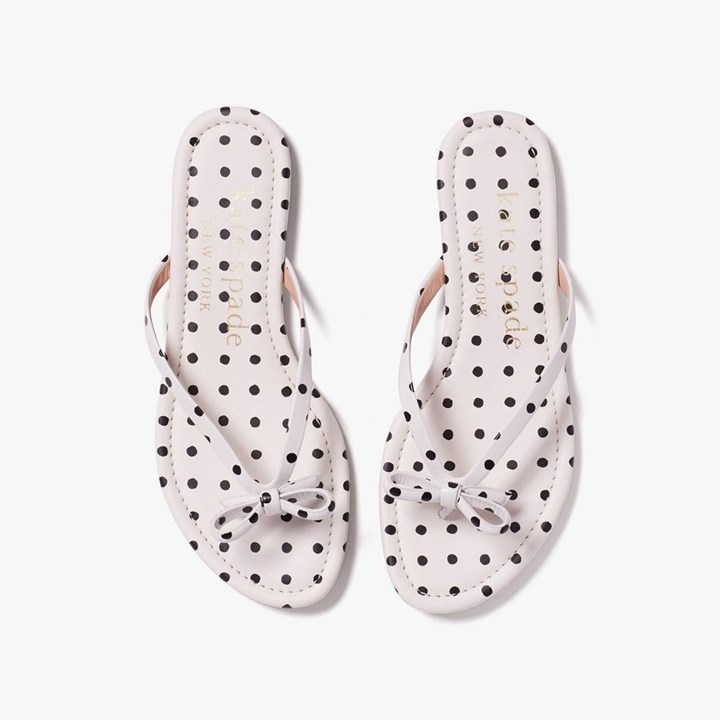 White / Black Kate Spade Petit Flip Flops | 248-VNTSXU