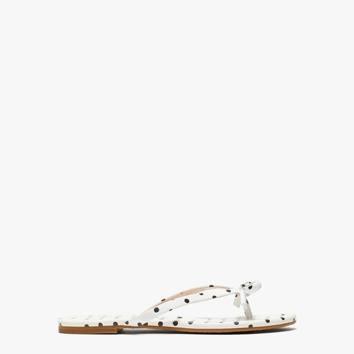 White / Black Kate Spade Petit Flip Flops | 248-VNTSXU