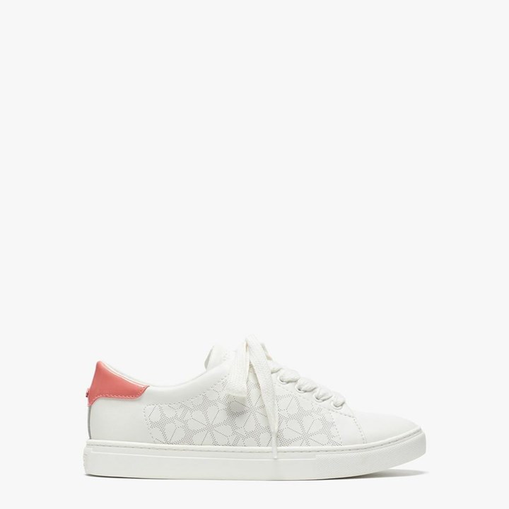 White / Coral Kate Spade Audrey Sneakers | 079-BGRZFI