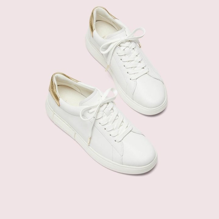 White / Gold Kate Spade Lift Sneakers | 247-QAFZDB