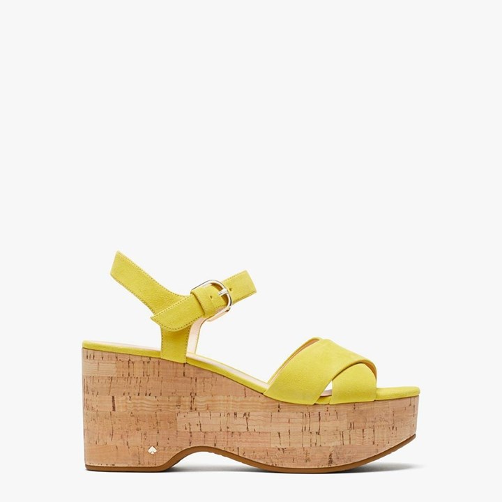 Yellow Kate Spade Jasper Platform Wedge Sandals | 217-MIAWES